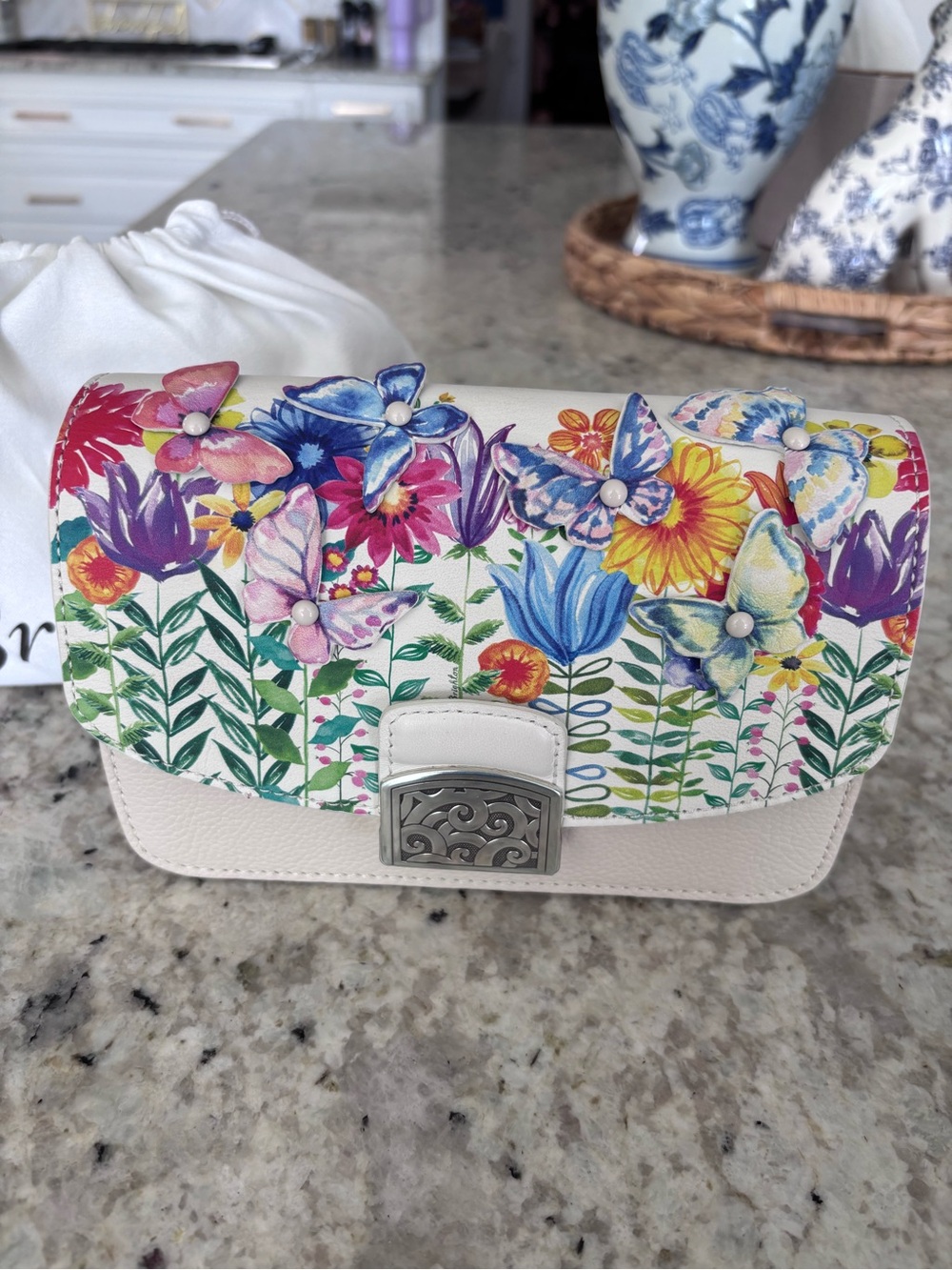NWOT White Brighton Colorful Floral Crossbody Purse